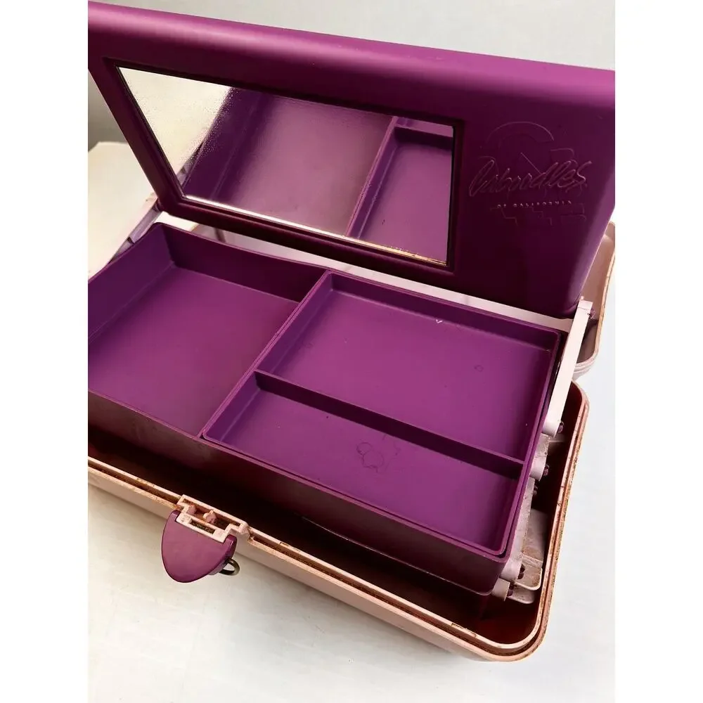 Caboodles On The Go Girl Make Up Case 80's Vintage Purple Retro Mirrored Plastic